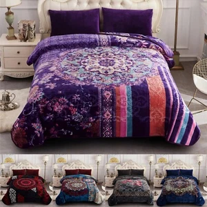 Heavy Thick Warm Fleece Blanket Floral Embossed Winter Bed Blankets Quilt Silky - Picture 1 of 60