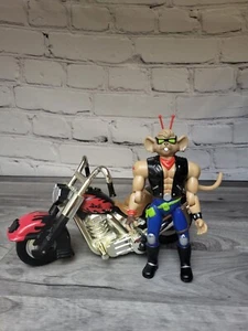 Vintage Biker Mice From Mars Galoob 1993 Throttle Figure w/ Motorcycle  - Picture 1 of 12