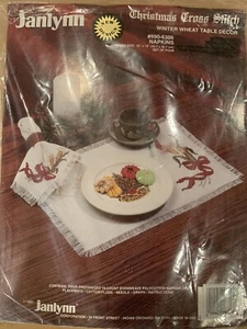 Janlynn Weihnachten Kreuzstich Winter Weizen Fransen Servietten. 4er Set.  Schön! - Bild 1 von 5