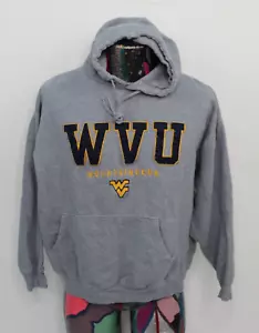 Vintage West Virginia Mens XL Hoodie Sweatshirt Gray Sewn WVU - Picture 1 of 9