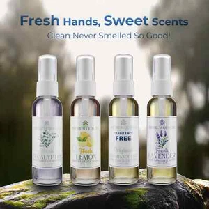 4-Pack Premium Scented Hand Sanitizer Sprays - Lemon, Lavender, Eucalyptus - Picture 1 of 5
