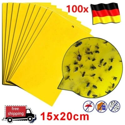 100x Gelbsticker Gelbtafeln Gelbtafel Trauermücke Gelb Falle Fliegen NEU - Bild 1 von 4
