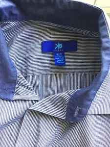 Egara mens shirt XLT long sleeves black blue striped button down 17 17 1/2 - Picture 1 of 4