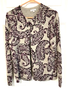 Damen Croft & Barrow Gr. M grau-lila Langarm Strickjacke Pullover - Bild 1 von 5