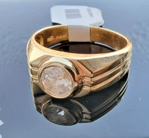 14K YELLOW GOLD NATURAL 1 .00 CT DIAMOND CLASSIC MAN'S RING SIZE 10.25 - Picture 1 of 8