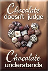 Chocolate Doesn't Judge It Understands FUNNY Tin Metal Sign Decor Humor USA