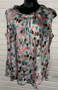 Blusa túnica sin mangas Zac & Rachel talla PLUS 3X rosa topo moteado lunares usada en excelente estado - Imagen 1 de 9
