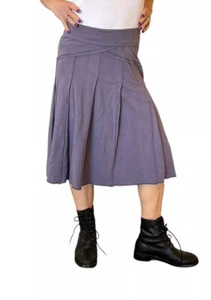 HARD TAIL FOREVER WOMEN SKIRT PURPLE FOLDOVER RIBBED SEAM A LINE PULL ON RS-13 S - Picture 1 of 12