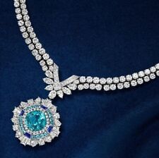 Paraiba Tourmaline Statement Necklace Handmade Luxury Jewelry 925 Fine Silver