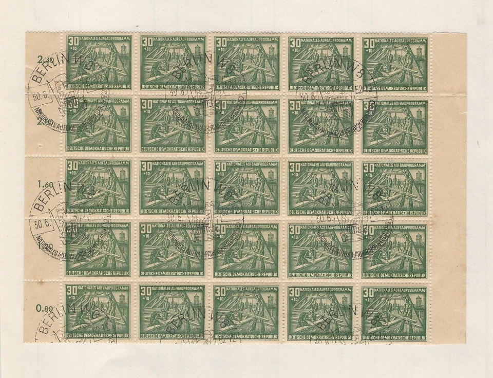 Germany: 1952; Scott B24 great big block 25, special cancellation, Used, EBA187 - Image 1 of 1