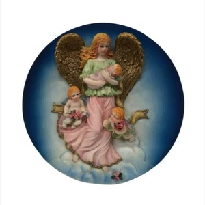 Angel in Clouds Porcelain Plaque Collectors Plate Hang or Sit on Table Vintage - Picture 1 of 7
