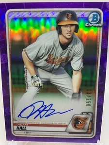2020 Bowman Chrome Adam Hall Baltimore Orioles RC Auto Purple Refractor /250 - Bild 1 von 2