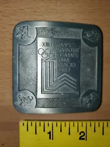 XIII Olympic Winter Games Lake Placid 1980 Belt Buckle True Distance Texas - Picture 1 of 3