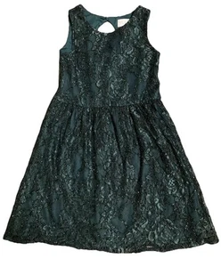 Children's Place Hunter Green Lace Dress Size 6x/7 Wedding Formal Party Feminine - Picture 1 of 5