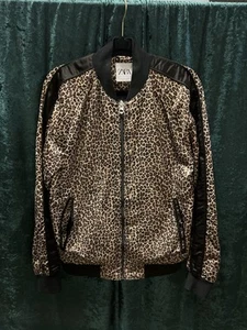 Zara Mens Leopard Print Designer Bomber Jacket - Medium - Imagen 1 de 12