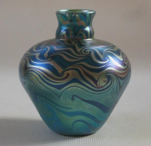 Lundberg Studios Kunst Glas Vase 1976 King Tut Muster - bitte LESEN - Bild 1 von 24
