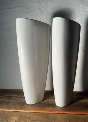 Vase, Keramik, weiß, oval, schlank - Bild 1 von 3