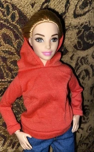 Doll Clothes Orange Hoodie Fits Regular & Curvy Barbie - Picture 1 of 3