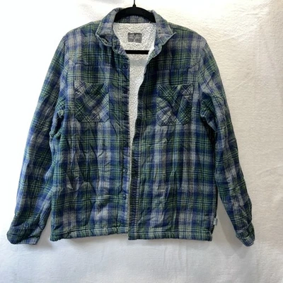 100% Cotton Lined Flannel Shirt Mens Green Plaid Longsleeve Size Medium Vintage - Image 1 of 4