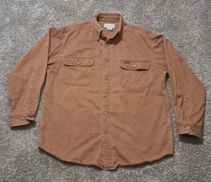 VTG Carhartt Shirt Mens Small Brown Long Sleeve Button Up Canvas Sun Faded 90s - Picture 1 of 6