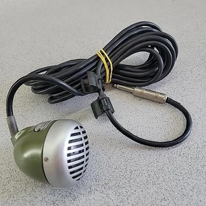 Vintage Shure 520D Harmonica Microphone Green Bullet Mic & Cable - Picture 1 of 8