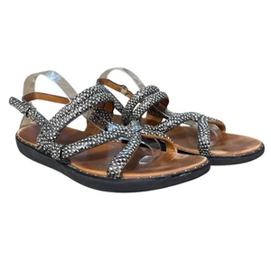 Fitflop Womens Barely Dotted Snake Slingback Sandals Size US 11 Black White - Picture 1 of 9