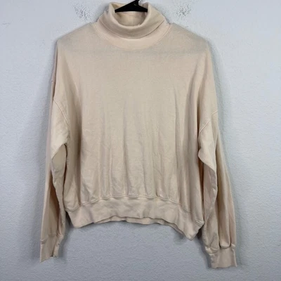 Sudadera J.Crew Mujer M Beige Cuello Alto Pullover Minimalista Neutro Acogedora Foto 1 de 4