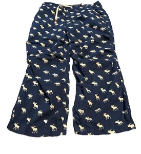 Vintage Abercrombie & Fitch Herren Large marineblau Elchmuster Allover Lounge Schlafhose - Bild 1 von 5