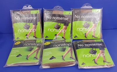 Lot of 6 No Nonsense Pantyhose Nonstop Control Top Sheer Toe Tan Size A - Image 1 of 4