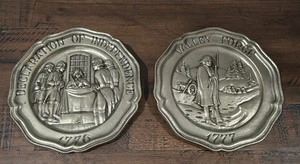 2 Sexton 1973 USA Pewter 7" Wall Plates VALLEY-FORGE DECLARATION-INDEPENDENCE - Picture 1 of 7