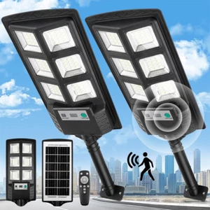 2Pcs 2000W Commercial Solar Street Light Outdoor Dusk to Dawn Super Bright Lamp - Picture 1 of 18