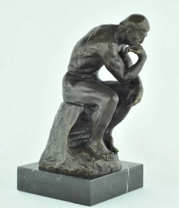 Signed Bronze Art Deco Style Art Nouveau Style The Thinker Sculpture Statue - Picture 1 of 12
