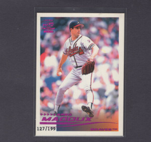 2000 PACIFIC CROWN COLLECTION HOLO PURPLE PARALLEL #25 GREG MADDUX HOF SP #/199