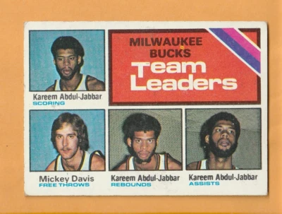 Kareem Abdul-Jabbar Mickey Davis Milwaukee Bucks 1975-76 Topps #126 - Image 1 of 2