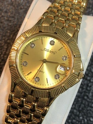 Vintage Xavier Women’s Dress watch Gold Tone Wristwatch W/Date, New Battery - Image 1 of 4