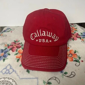 Callaway Golf Hat Red Strap Back Adjustable USA Flag Embroidered Baseball Cap - Picture 1 of 11