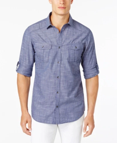Inc International Concepts Inkberry Blue Textured Crosshatch Utility Shirt - XXL - Image 1 of 1
