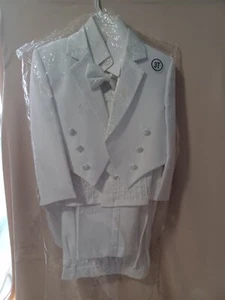 Boys Baptism Tuxedo Suit Virgin Mary Embroidered 5 Pc White Suit 3T IOP - Picture 1 of 23