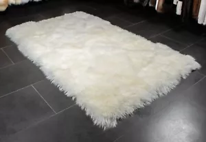 4854 Alfombra de piel de cordero en blanco natural - Alfombra de piel real alfombra corredor de piel - Imagen 1 de 7