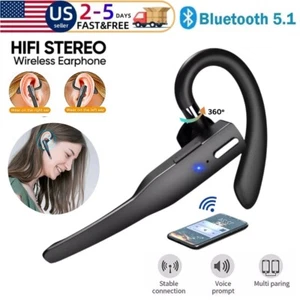 Trucker Wireless Headset Bluetooth 5.1 Earpiece Dual Mic Earbud Noise Cancelling - Picture 1 of 15