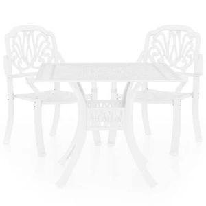 3-Piece Outdoor Dining Set Garden Patio Bistro Table Chairs Cast Aluminium White - Picture 1 of 1