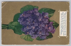 Gold Background Floral Flower Publisher Poem c1910 Vintage PCs Deep blue Violet - Picture 1 of 2