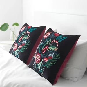 FLOVERS & BUTTERFLIES FLORAL LUXURY COTTON VELVET ZIPPED CUSHION / PILLOW - Picture 1 of 5