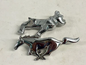 Vintage 1960s Chrome Ford Mustang Grill Emblem Badge & Mack Truck Bulldog Badge - Picture 1 of 7