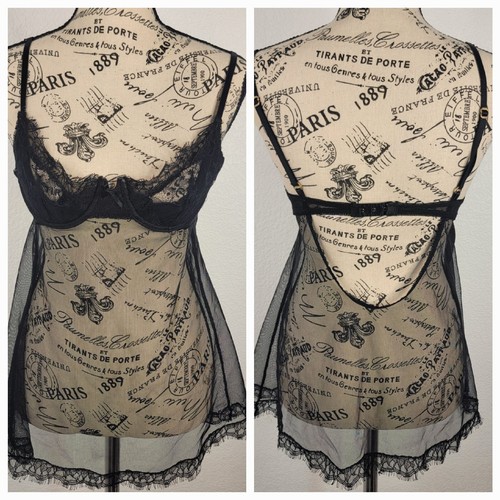 UNDERCOVER Victoria’s Secret 34B bambola in pizzo mini abito top nero donna