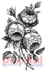 Deep Red Stamps English Roses Rubber Cling Stamp - Picture 1 of 3