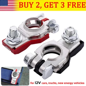 2 Car Battery Terminal Connector Top Post Positive Negative Heavy Duty Universal - Picture 1 of 9
