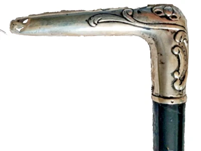 Canne de marche pommeau en argent  début xxème  long 90 cm / n°2 - Photo 1/4