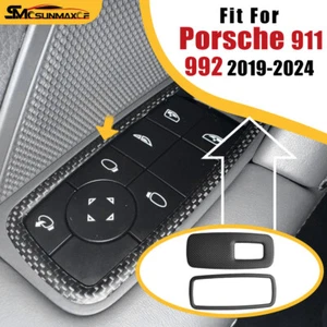 Carbon Fiber Window Switch Panel Trim For Porsche 911 992 2019-24 Plain Matte - Foto 1 di 10