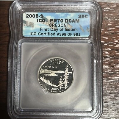 Perfect! 2005S ICG Certified PR70DCAM Oregon State Quarter. 1st Day Issue. CQ11 - Image 1 of 4